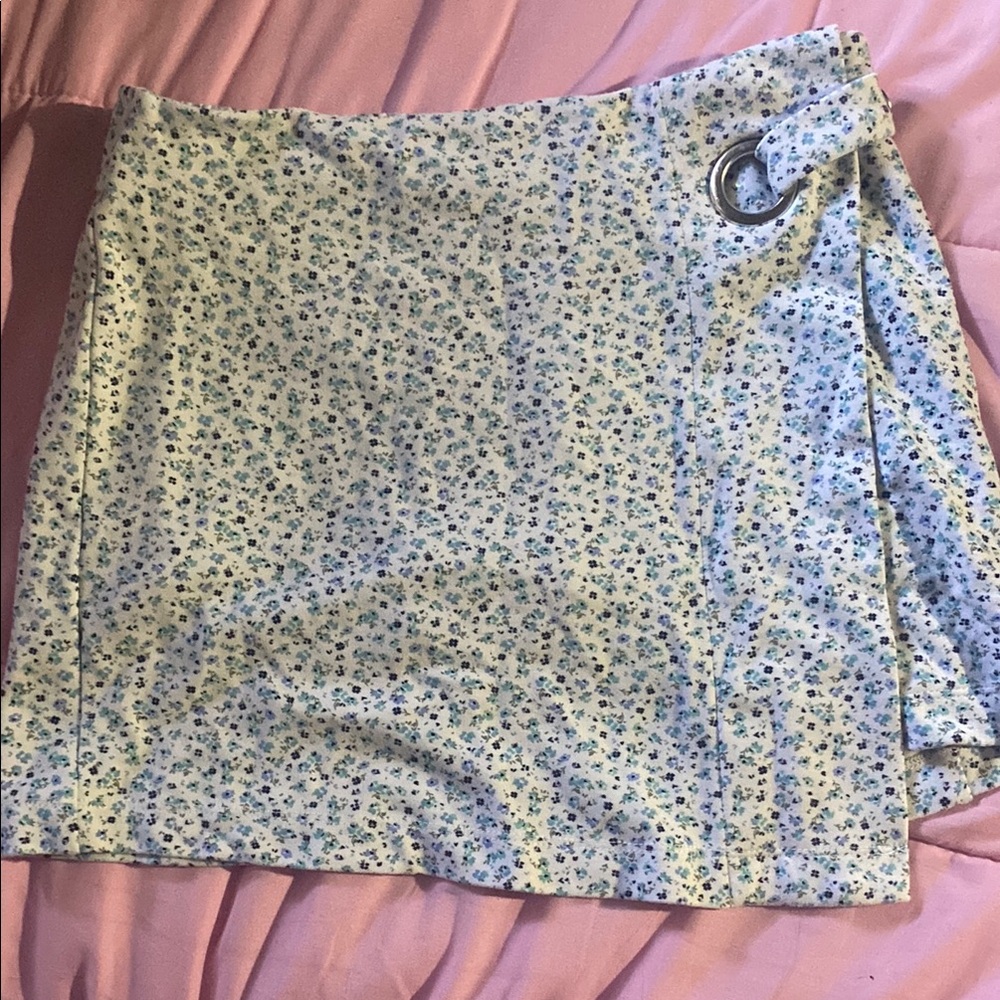 Justice Blue and White Floral Skirt